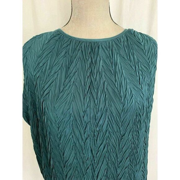 Timeless Naeem Khan Womens Solid Pine Green Short Sleeve Mini Dress Medium Large - Picture 3 of 7